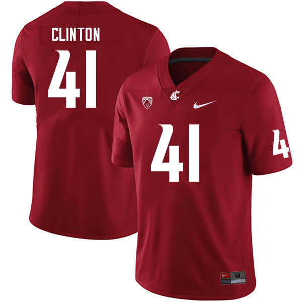 Men #41 Dylan Clinton Washington State Cougars College Football Jerseys Sale-Crimson